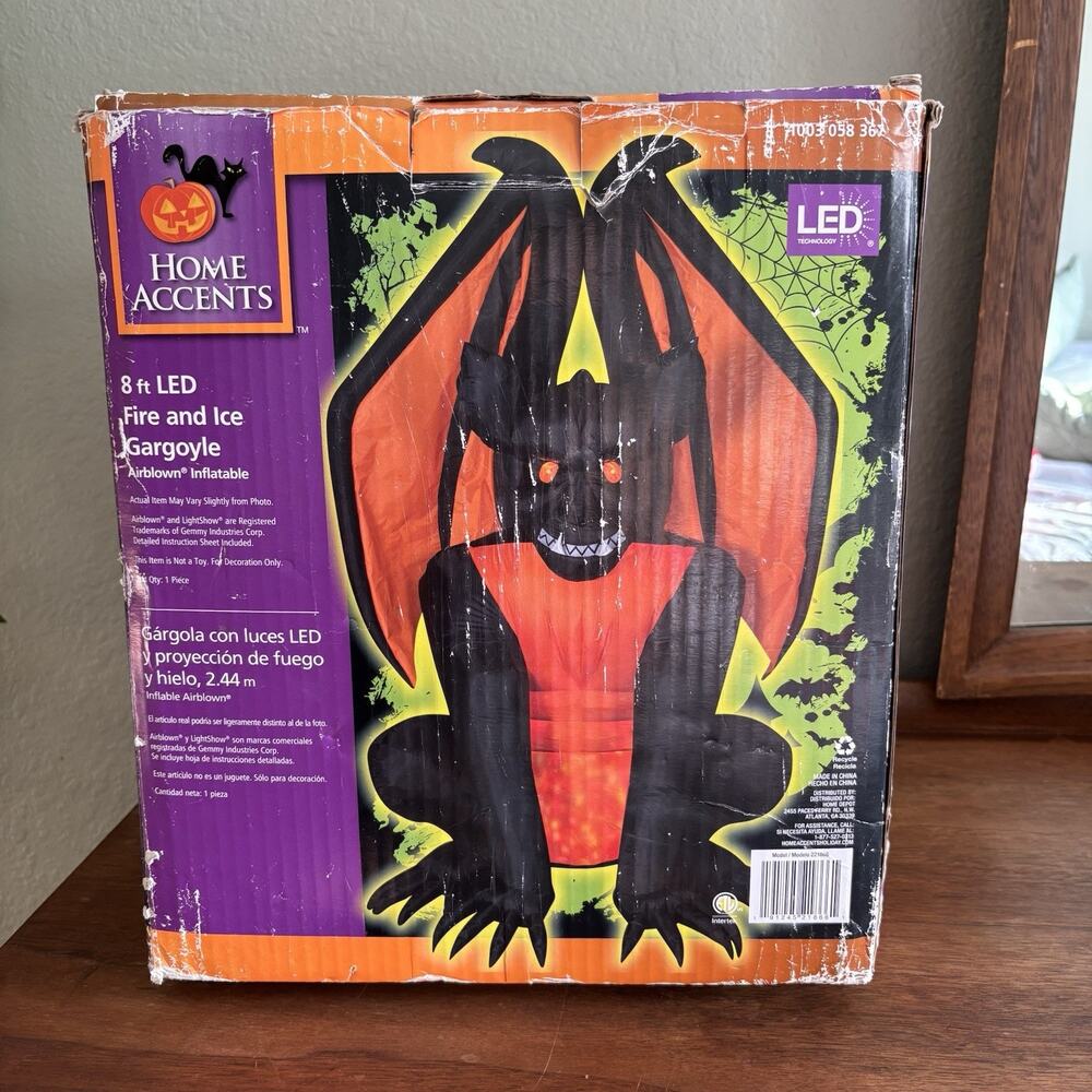 Home Accents LED 8ft Tall Fire & Ice Gargolye Halloween Airblown Inflatable
